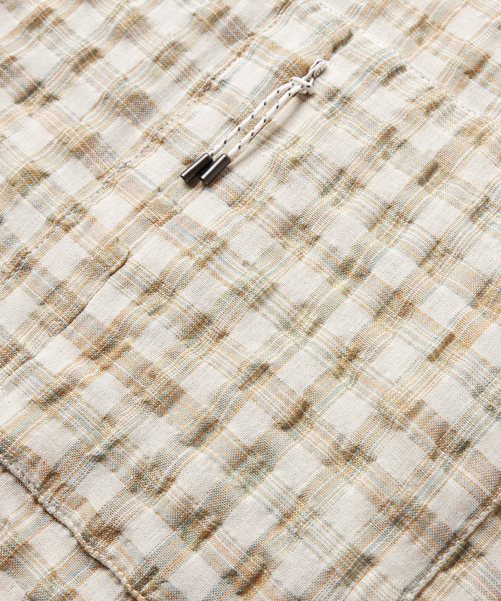 Fresh Check Seersucker Open-Collar Shirt