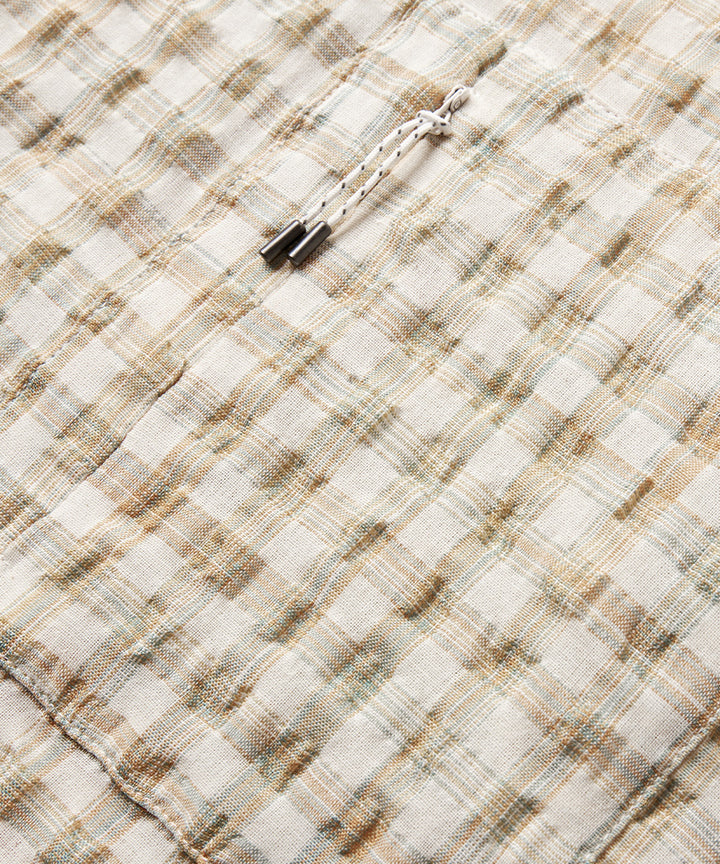Fresh Check Seersucker Open-Collar Shirt