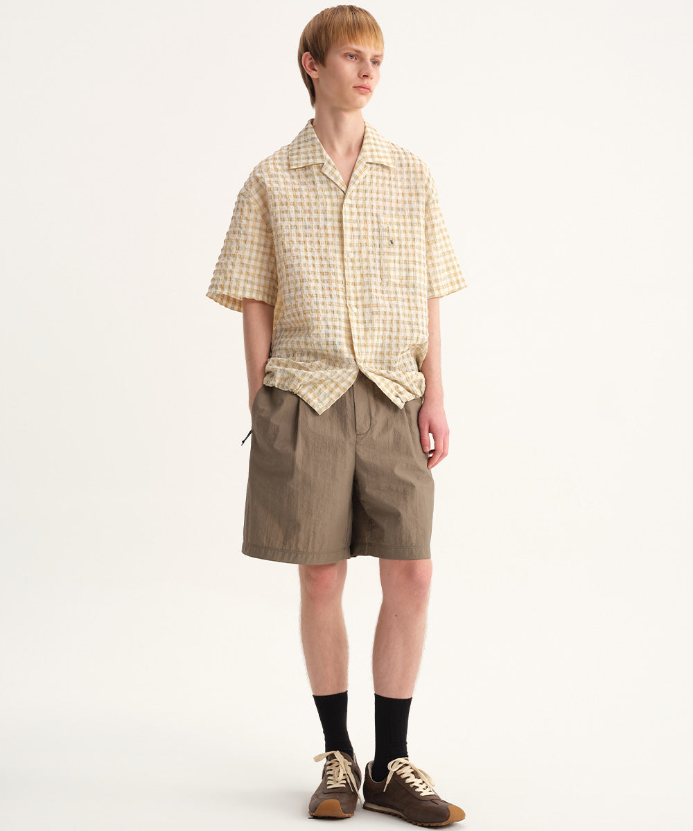 Fresh Check Seersucker Open-Collar Shirt