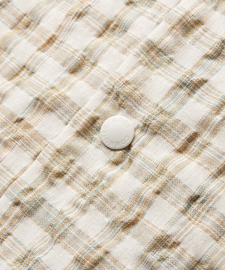 Fresh Check Seersucker Open-Collar Shirt