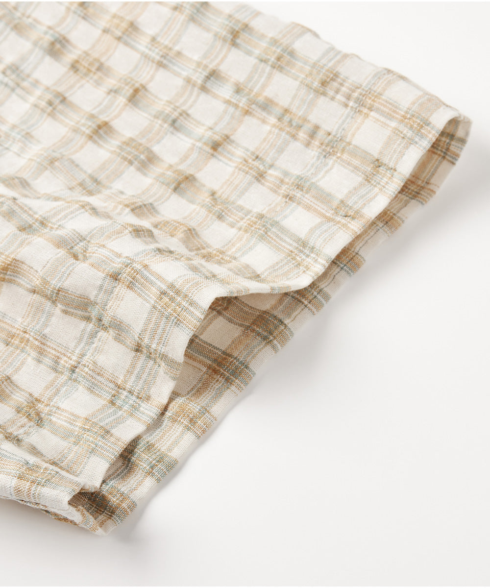 Fresh Check Seersucker Open-Collar Shirt