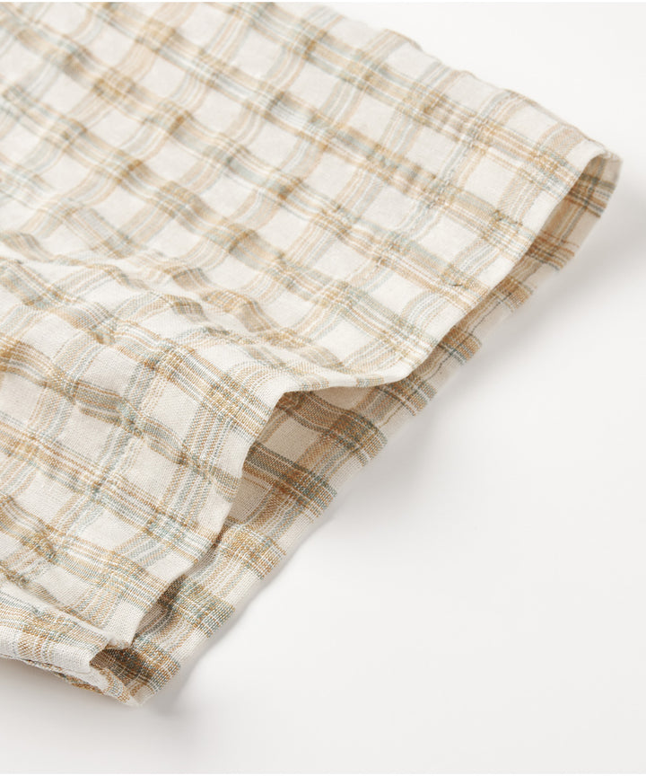 Fresh Check Seersucker Open-Collar Shirt