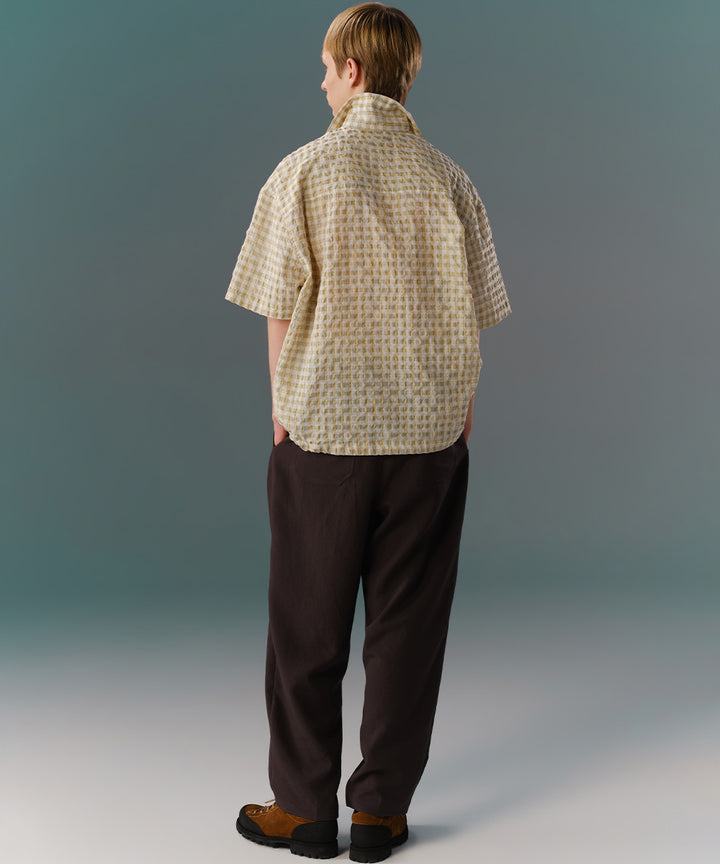 Fresh Check Seersucker Open-Collar Shirt