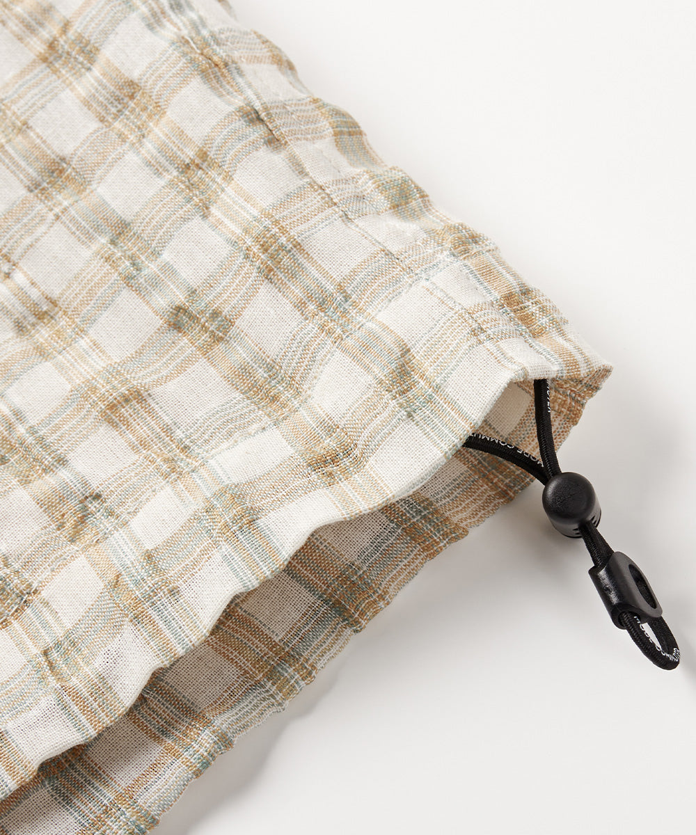 Fresh Check Seersucker Open-Collar Shirt