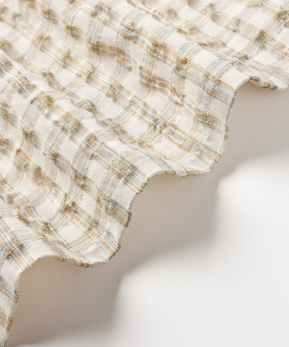 Fresh Check Seersucker Open-Collar Shirt