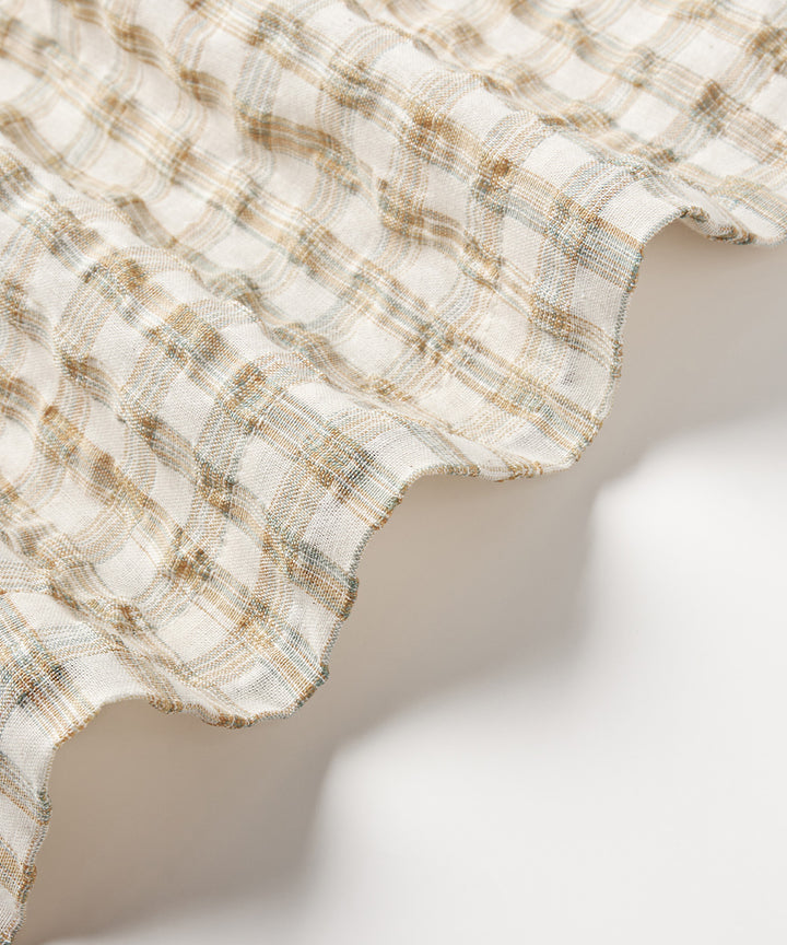 Fresh Check Seersucker Open-Collar Shirt