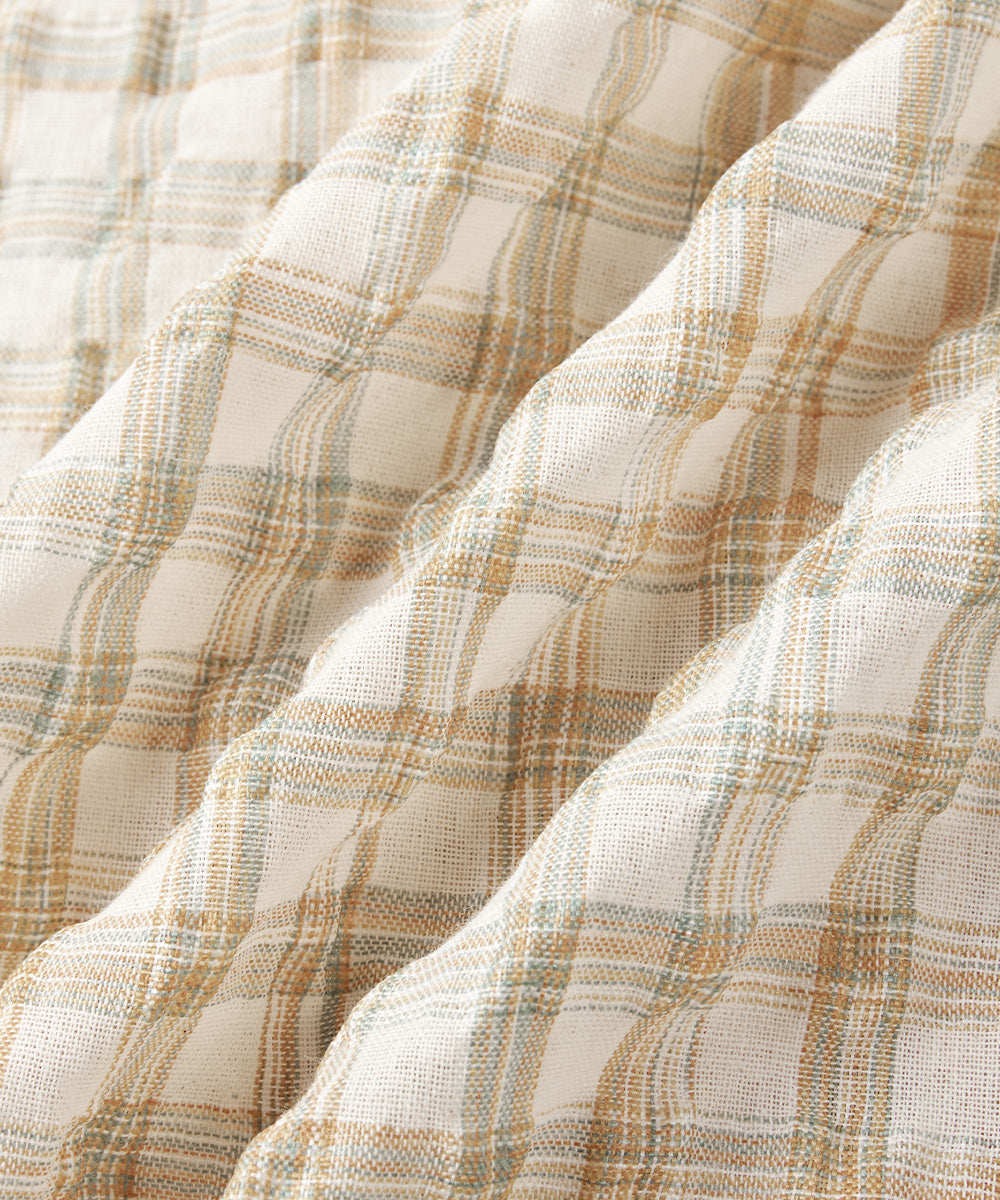 Fresh Check Seersucker Open-Collar Shirt