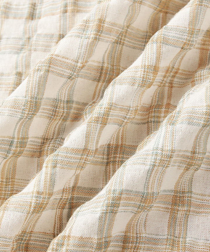 Fresh Check Seersucker Open-Collar Shirt