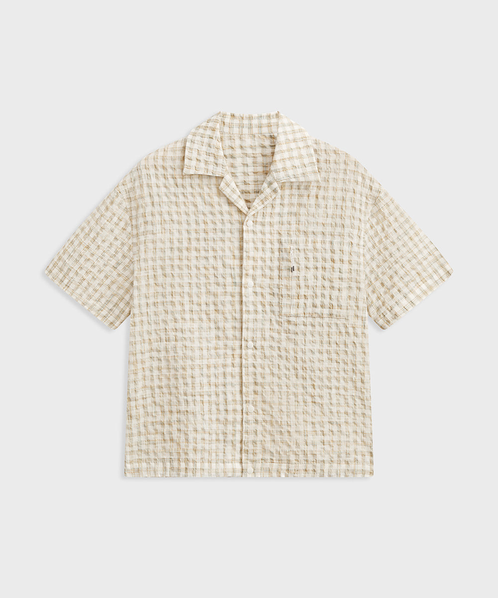 Fresh Check Seersucker Open-Collar Shirt – MODE COMMUTER