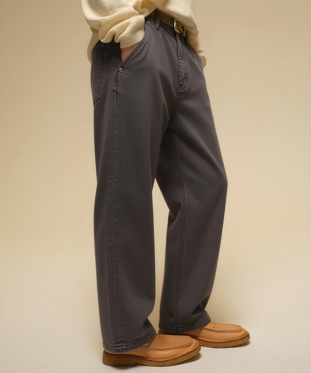Garment-Washed Straight-Fit Denim