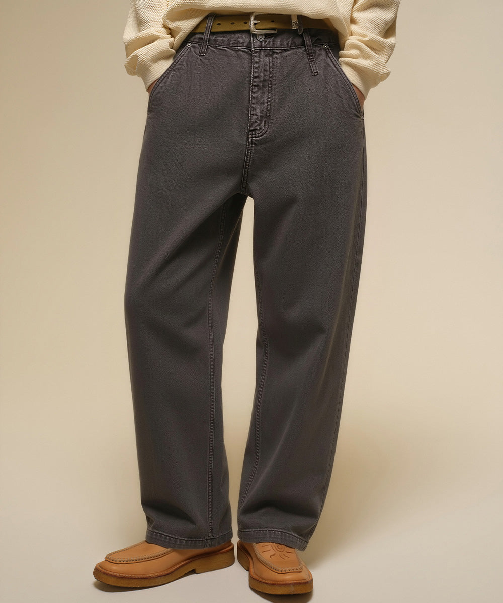 Garment-Washed Straight-Fit Denim