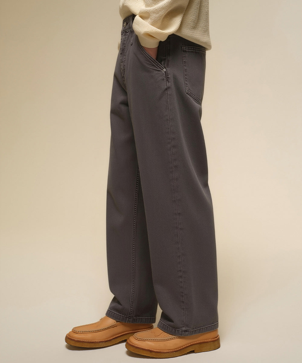 Garment-Washed Straight-Fit Denim