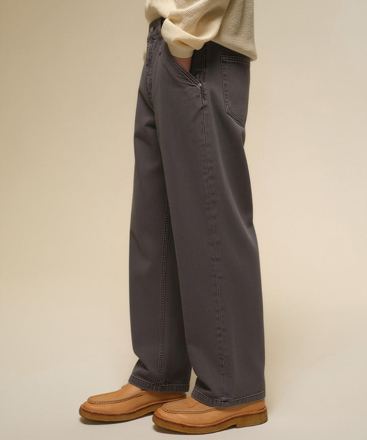 Garment-Washed Straight-Fit Denim