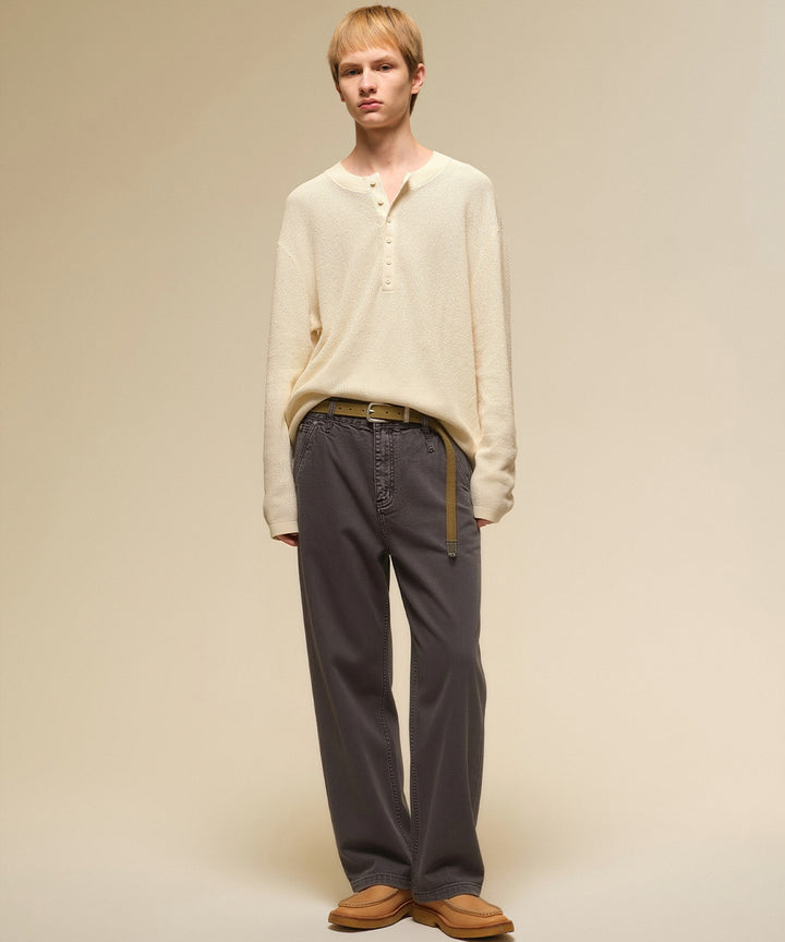 Garment-Washed Straight-Fit Denim