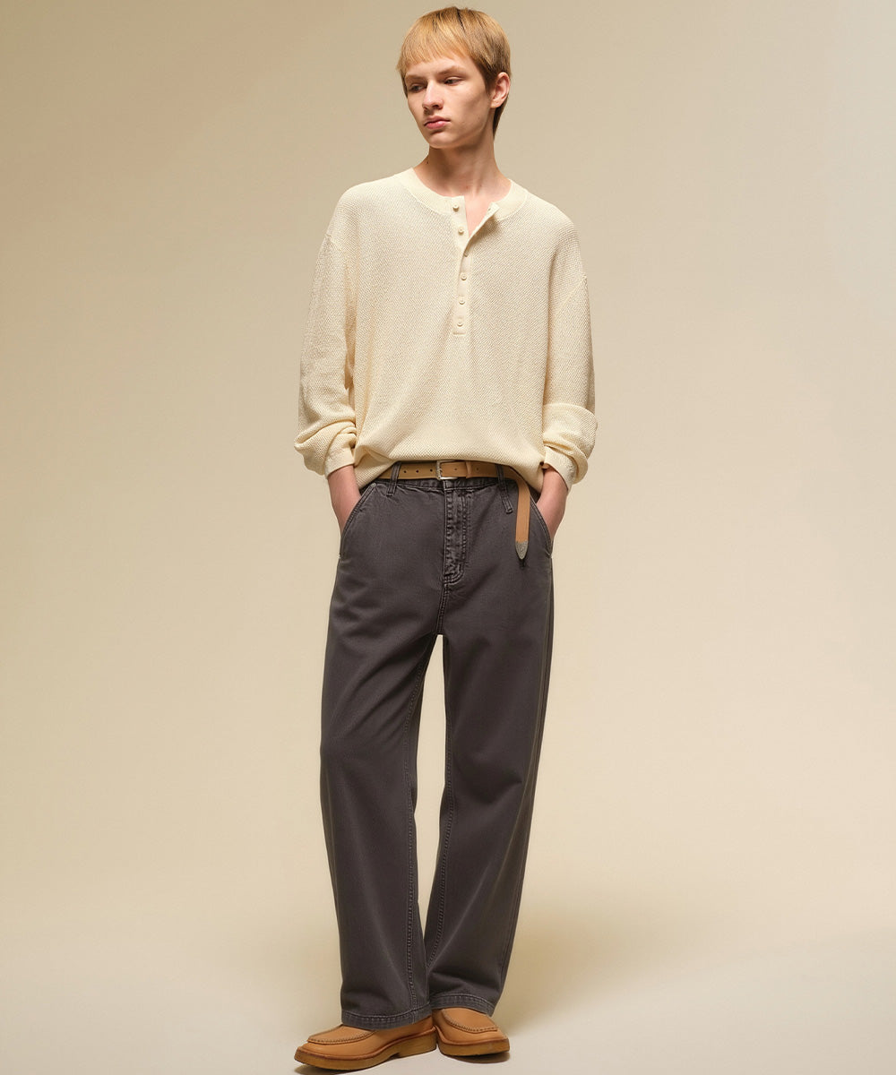Garment-Washed Straight-Fit Denim