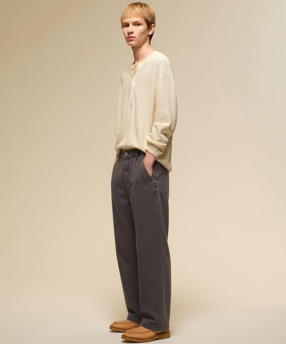 Garment-Washed Straight-Fit Denim