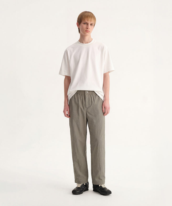 Crinkle-Finish Woven Straight Trousers