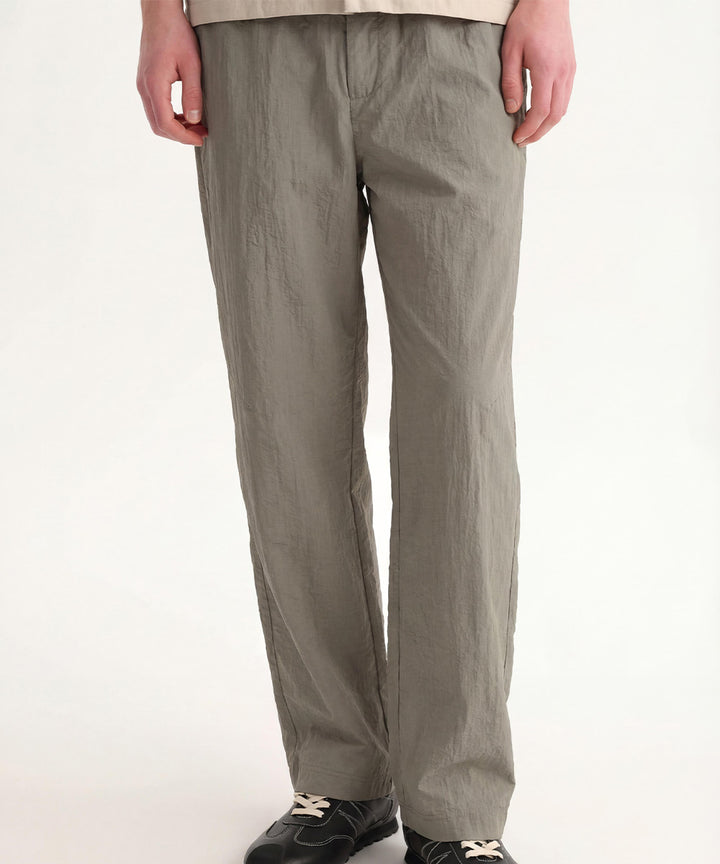 Crinkle-Finish Woven Straight Trousers