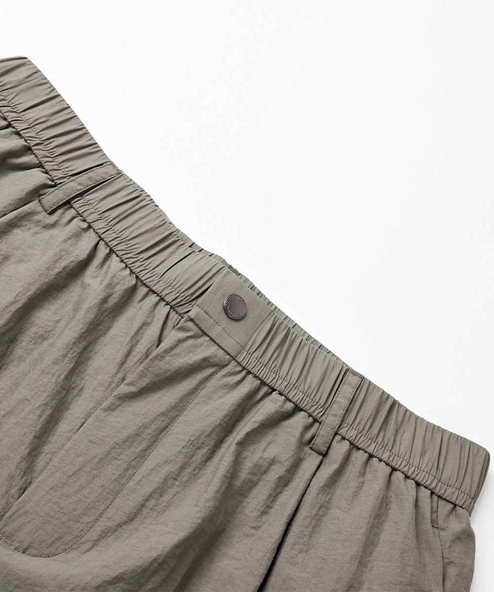 Crinkle-Finish Woven Wide Shorts