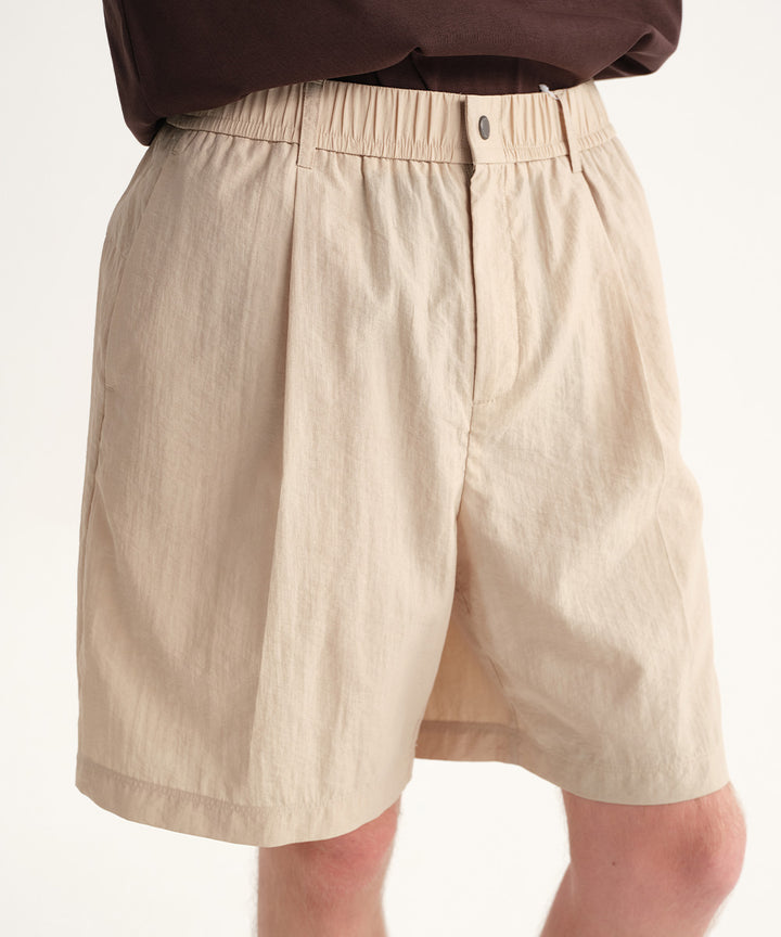 Crinkle-Finish Woven Wide Shorts