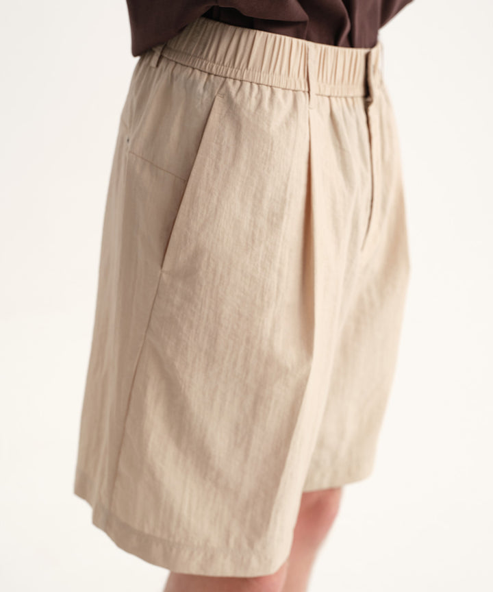 Crinkle-Finish Woven Wide Shorts