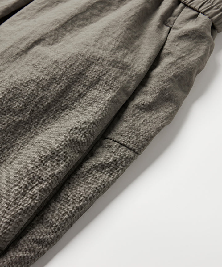 Crinkle-Finish Woven Wide Shorts