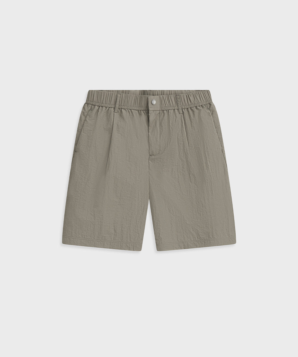 Crinkle-Finish Woven Wide Shorts