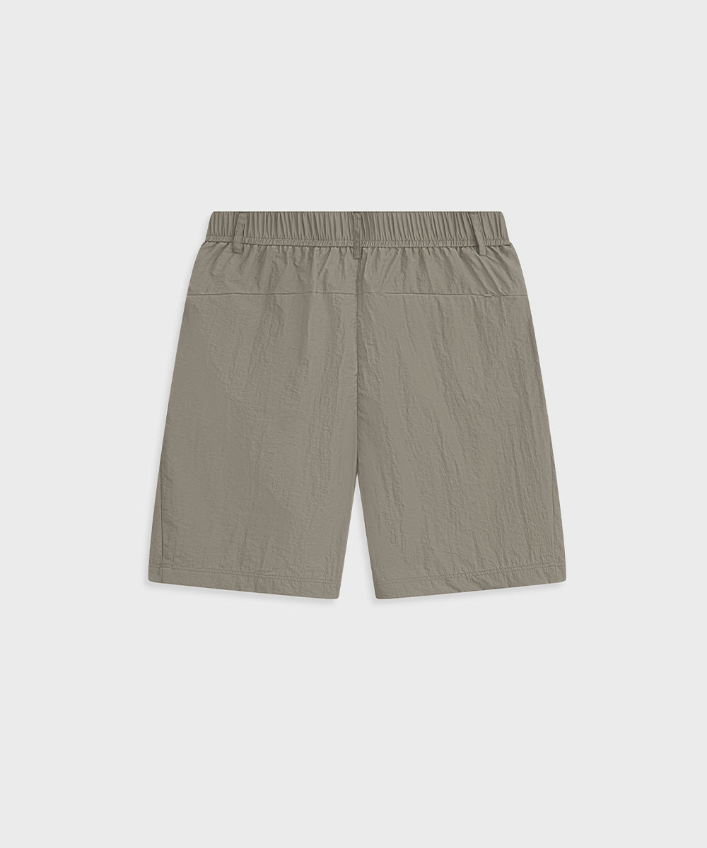 Crinkle-Finish Woven Wide Shorts
