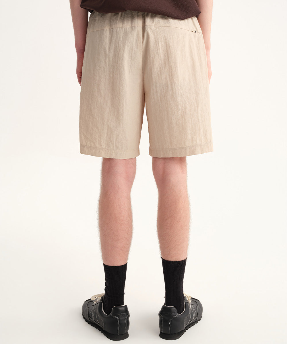 Crinkle-Finish Woven Wide Shorts