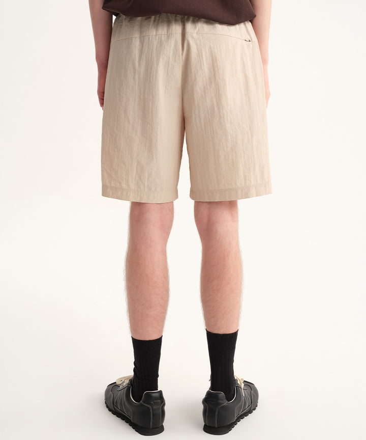 Crinkle-Finish Woven Wide Shorts