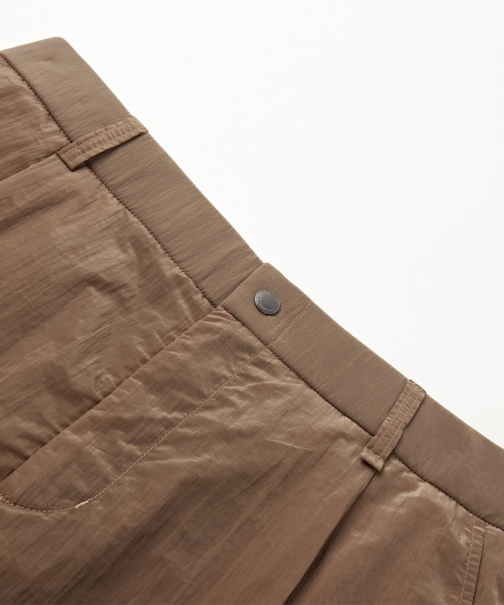 Sheer Crinkle-Finish Woven Wide Shorts