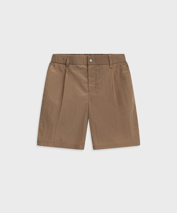 Sheer Crinkle-Finish Woven Wide Shorts
