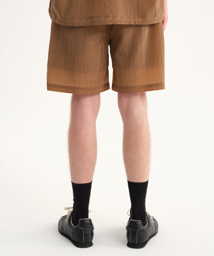 Sheer Crinkle-Finish Woven Wide Shorts