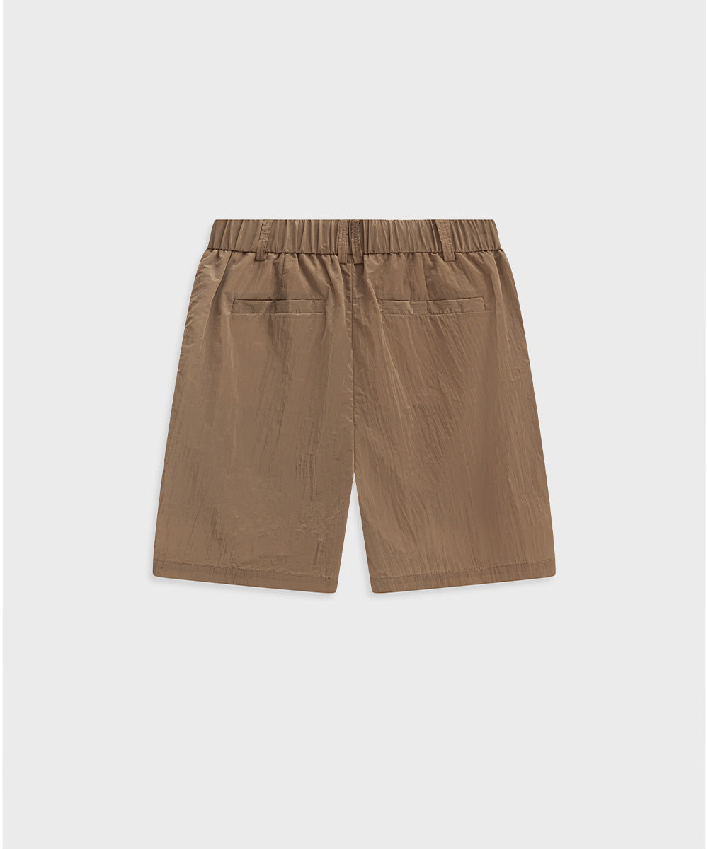 Sheer Crinkle-Finish Woven Wide Shorts