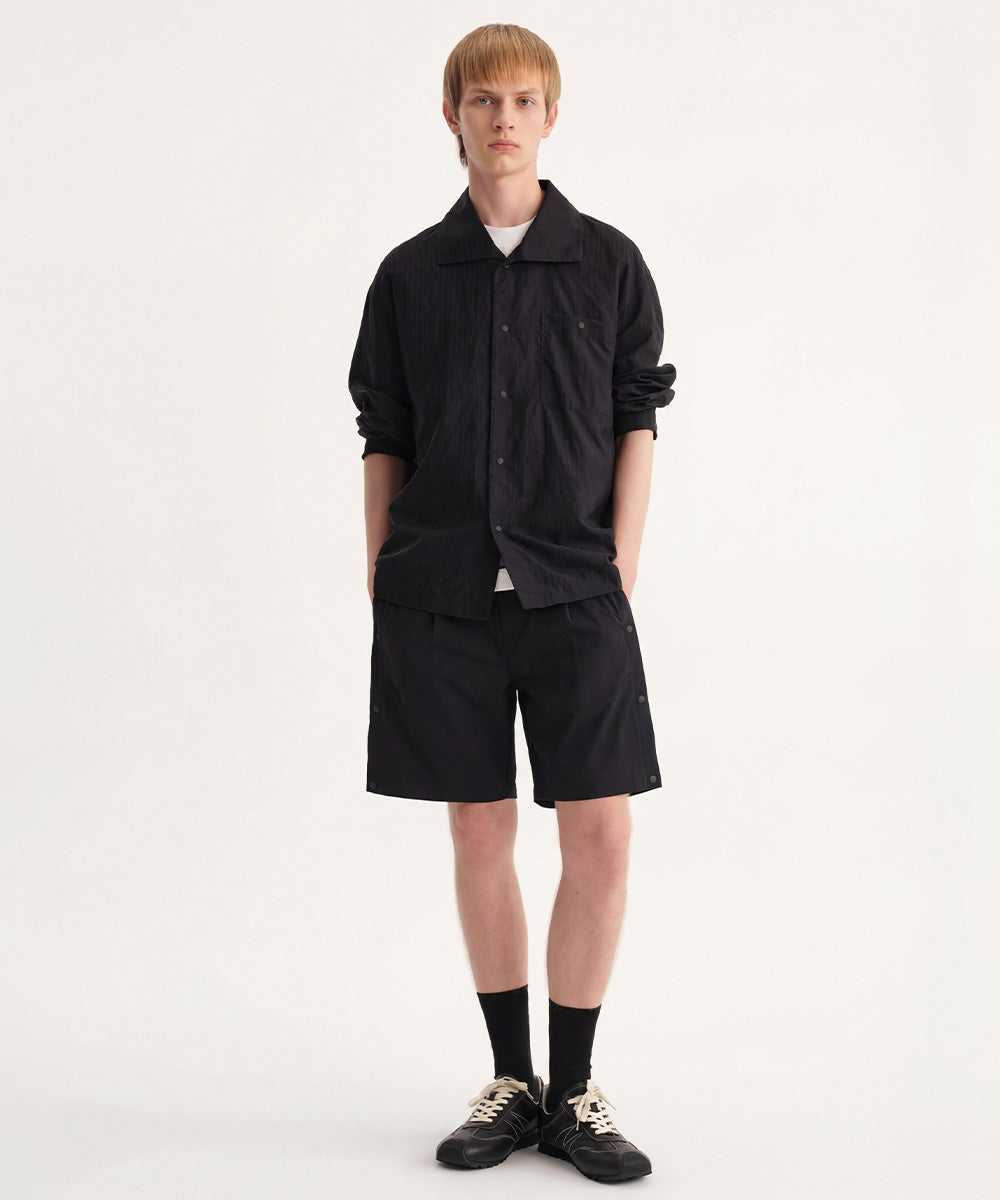 Side-Button Wide Short Pants
