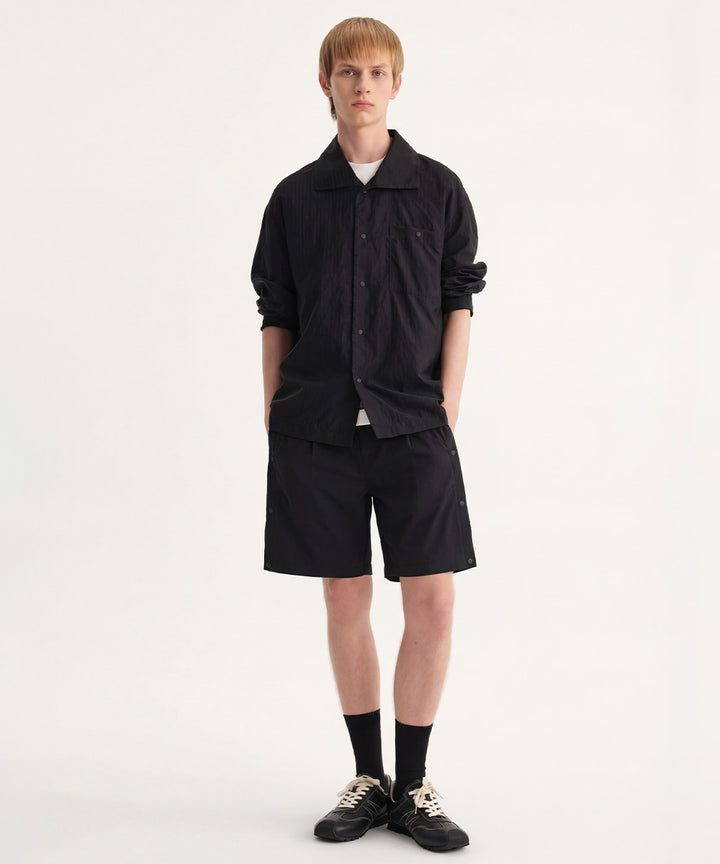 Side-Button Wide Short Pants