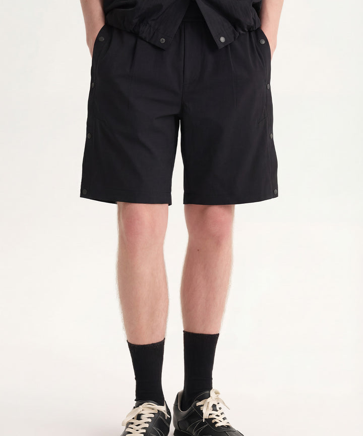 Side-Button Wide Short Pants