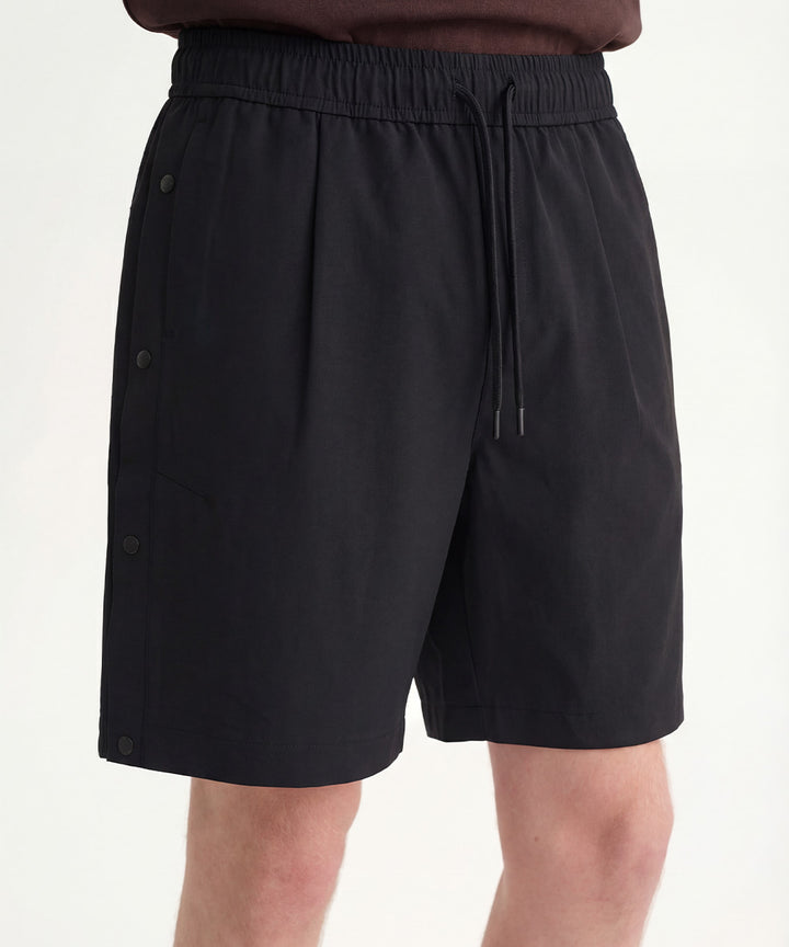 Side-Button Wide Short Pants