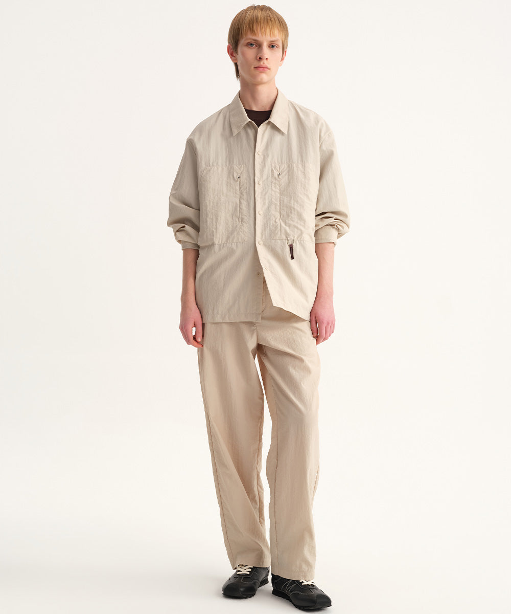 Washer-Finish Straight-Leg Pants