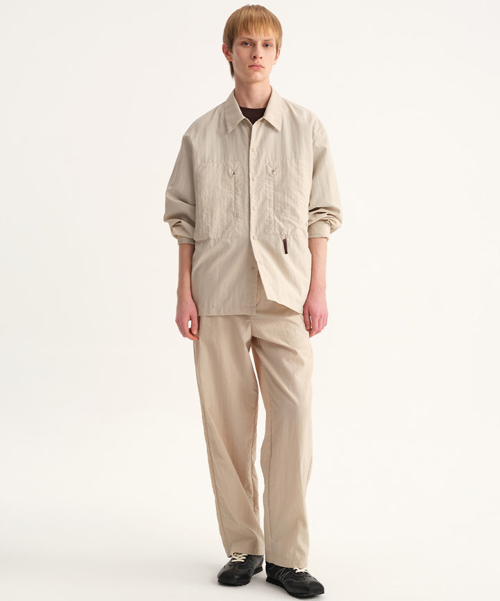 Washer-Finish Straight-Leg Pants