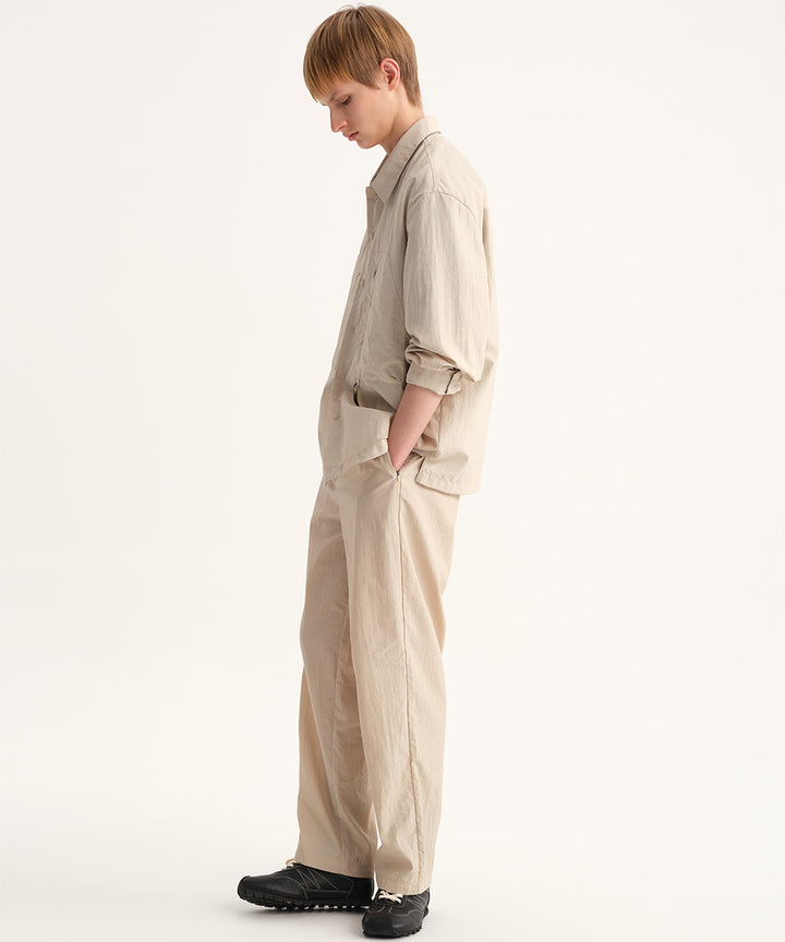 Washer-Finish Straight-Leg Pants