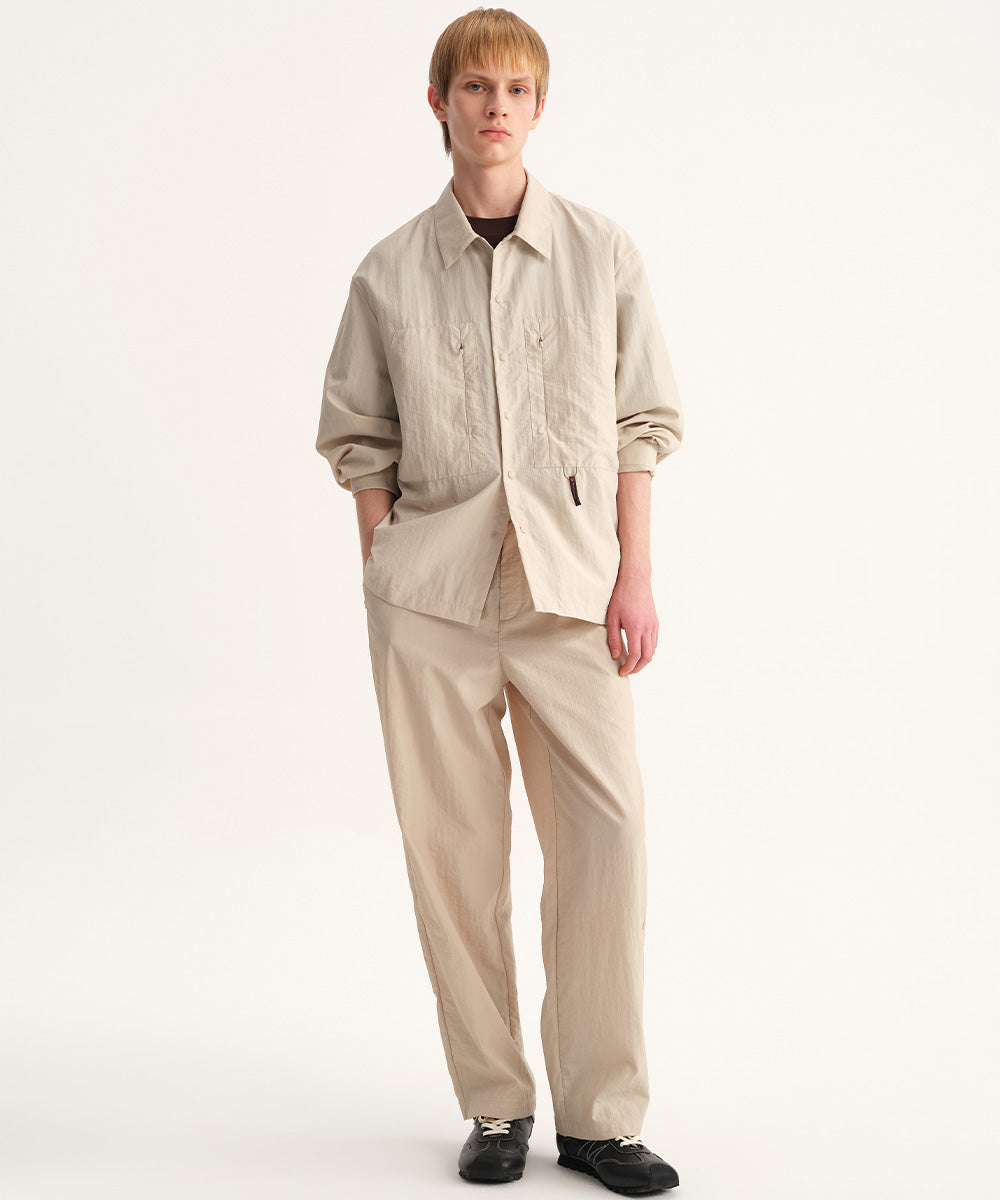 Washer-Finish Straight-Leg Pants