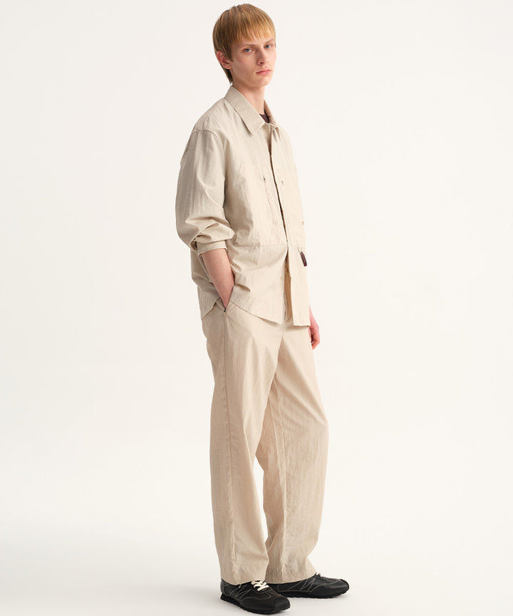 Washer-Finish Straight-Leg Pants