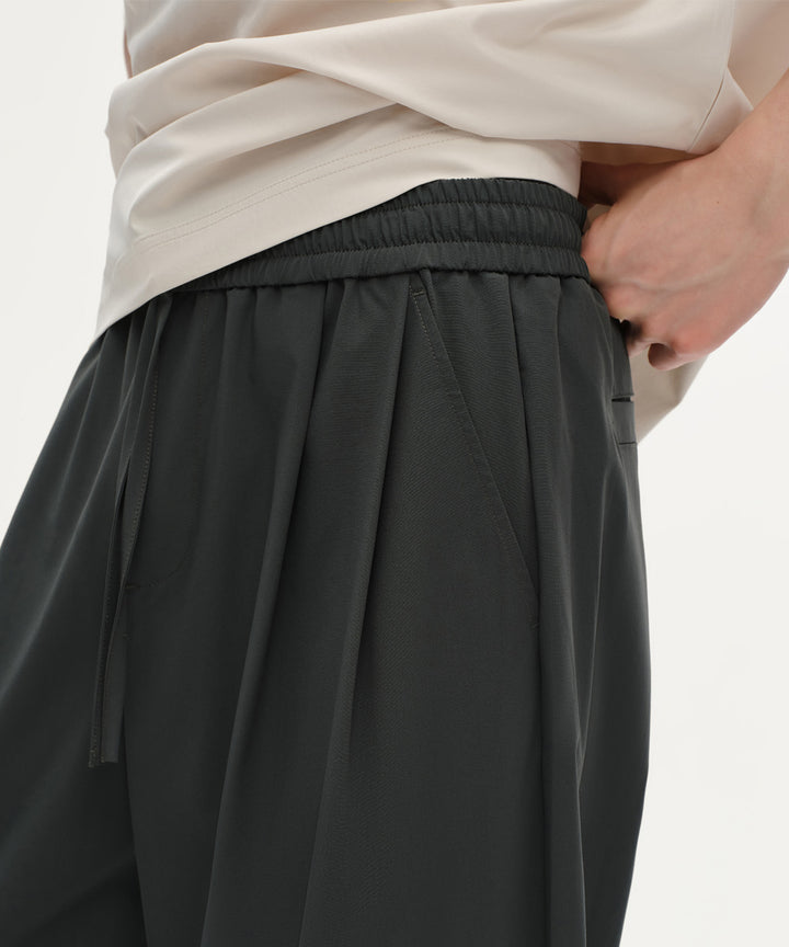 Elastic-Waist Tapered Pants