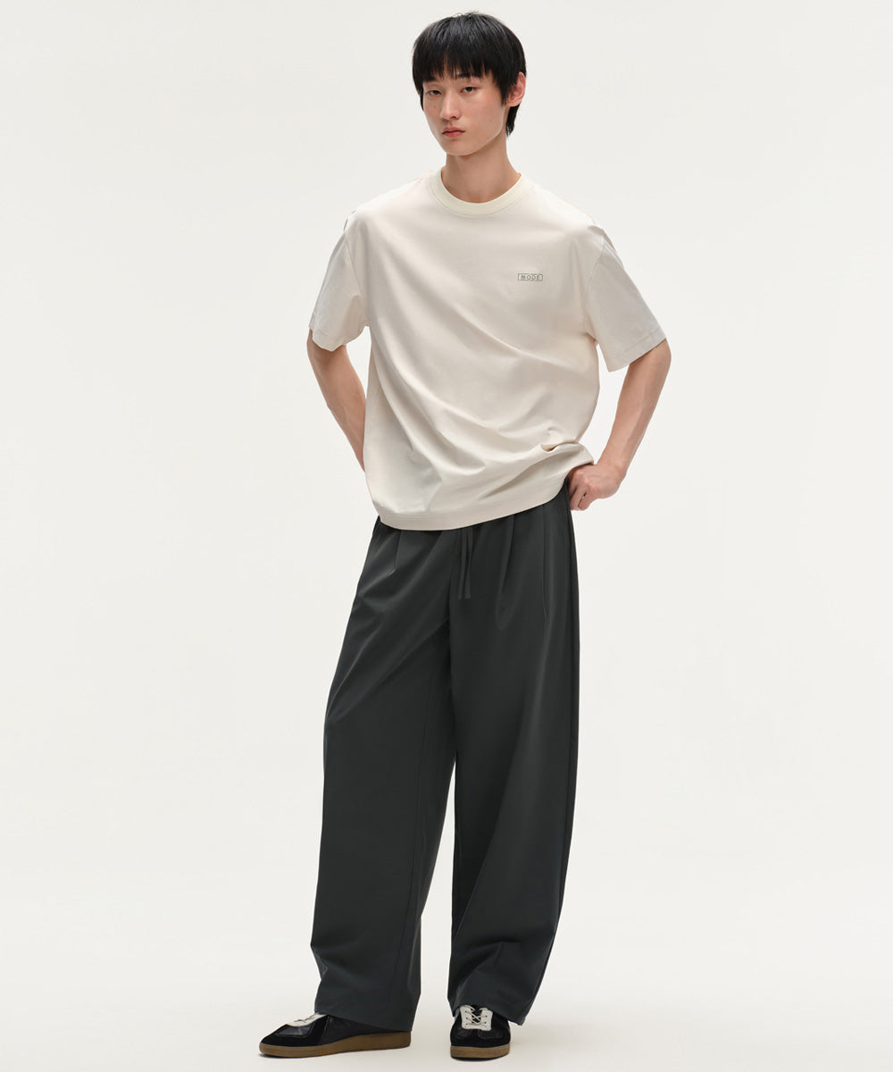 Elastic-Waist Tapered Pants