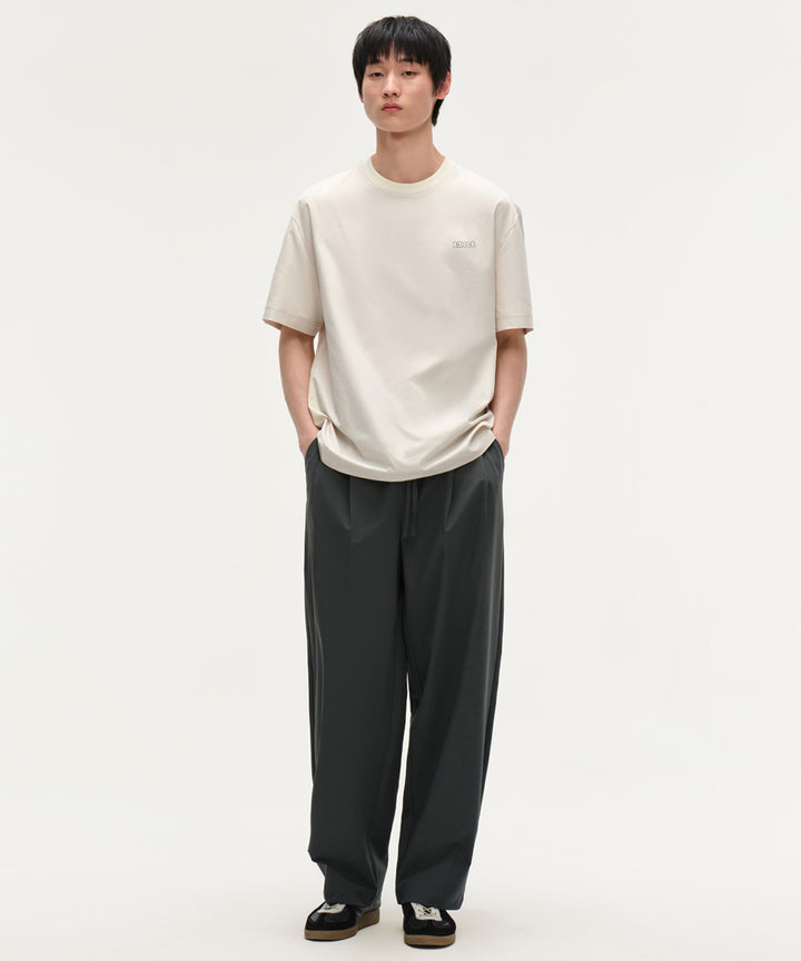 Elastic-Waist Tapered Pants