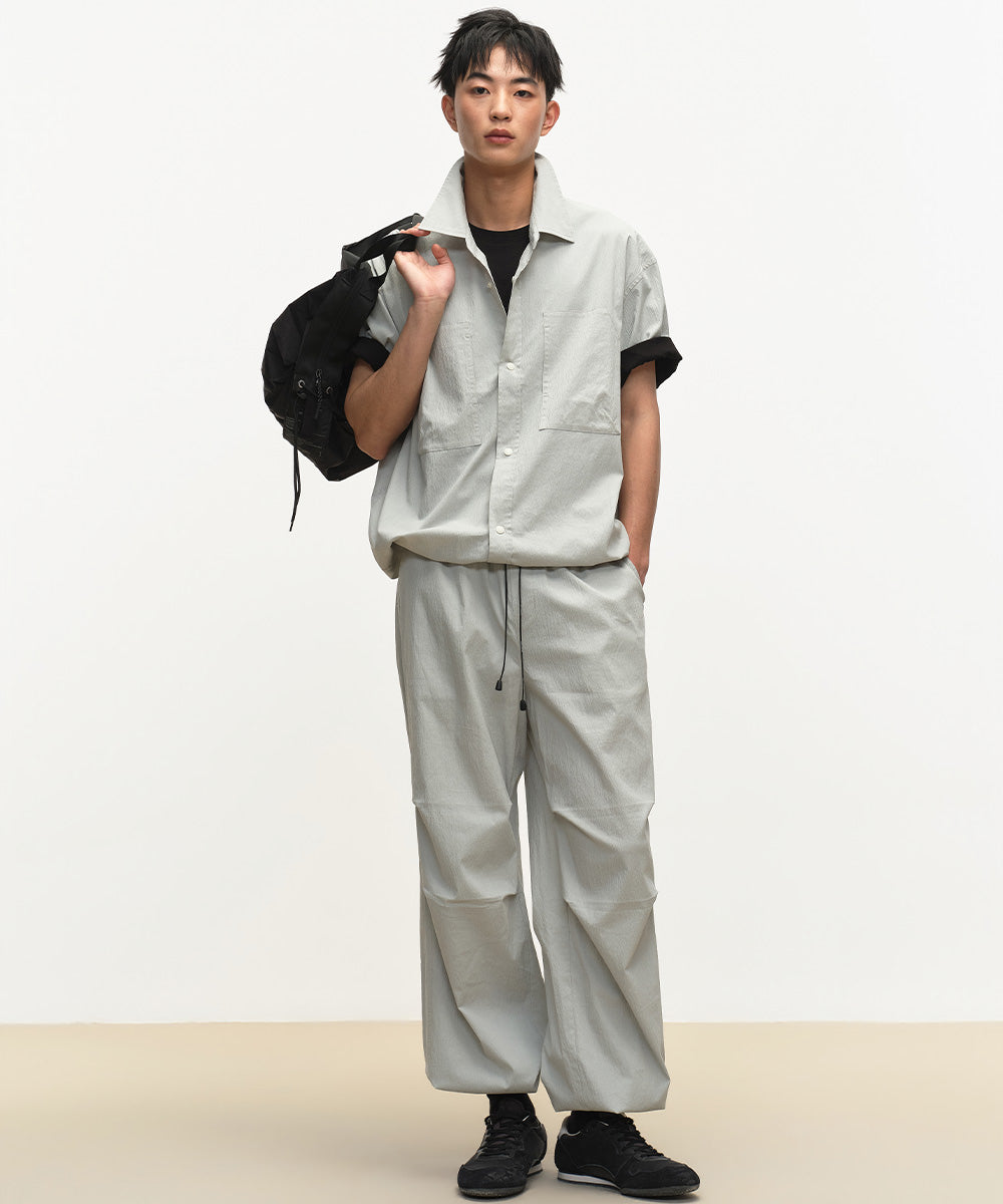 Elastic-Waist Wide-Fit Pants
