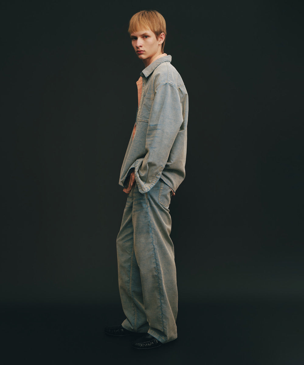 Washed Corduroy Straight-Leg Pants