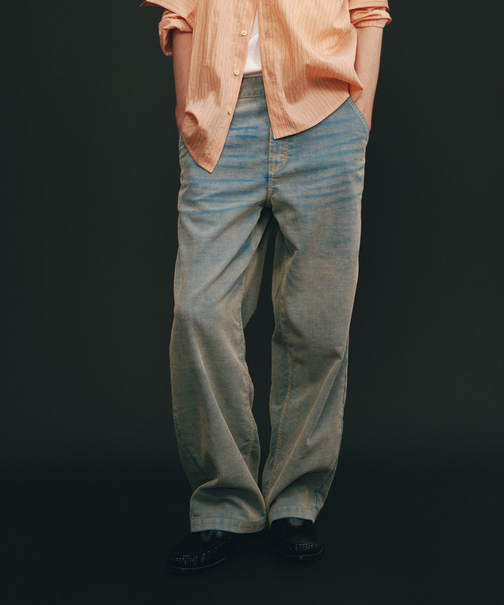 Washed Corduroy Straight-Leg Pants
