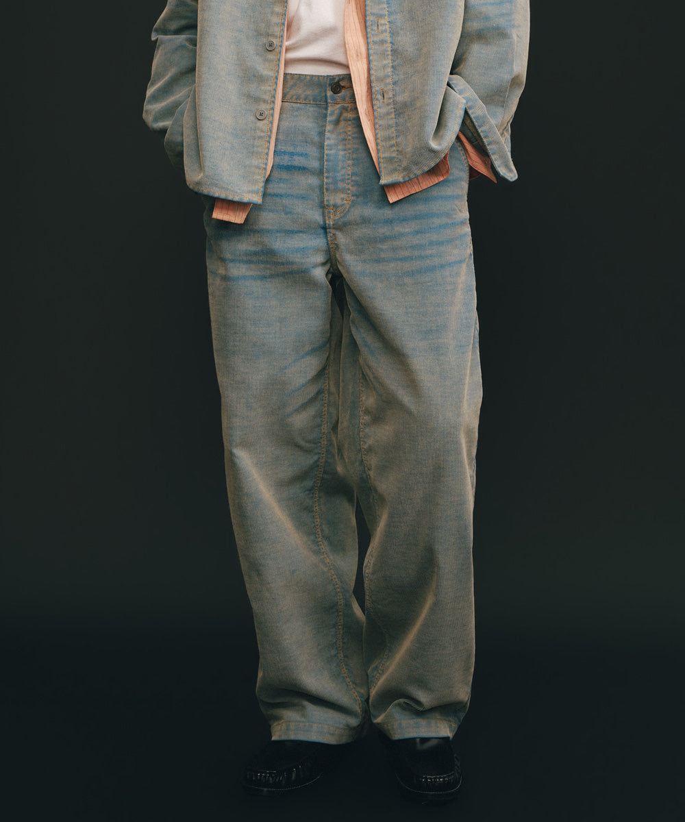 Washed Corduroy Straight-Leg Pants
